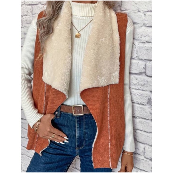 Cozy Shearling Lined Open Front Vest